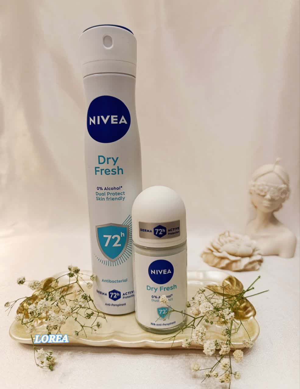 ست اسپری 200 میل و مام رولی 50 میل زنانه نیوا مدل Dry Fresh با ماندگاری 72 ساعته (اورجینال)